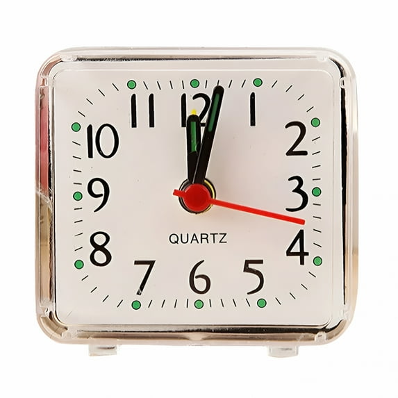 DESIGNICE Square Small Bed Compact Travel Quartz Beep Alarm Clock Cute Portable