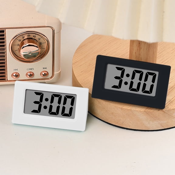 DESIGNICE Small Digital Clock with Jumbo Lcd Time & Day Display Mini Automotive Small Digital Clock Battery Operated for Desktop Nightstand Pocket Car Truck Dashboard & Air Vent (1, Black)