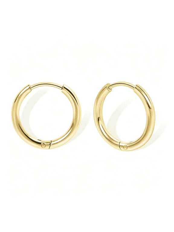 Small Gold Hoop Earrings, Lightweight Hinged Huggie Hoops, Lobe Cartilage Helix, Men Women