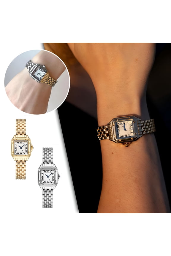 Small Gold Watches for Women with Gold Stainless Steel Band, Square Watches for Women, Roman Dial, Women's Waterproof Watches, Classy Gifts for Women