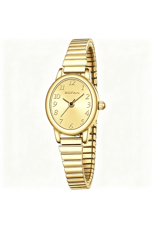 Small Gold Watches for Women Easy Read Ladies Quartz Wrist Watch with Stainless Steel Expansion Band,Waterproof