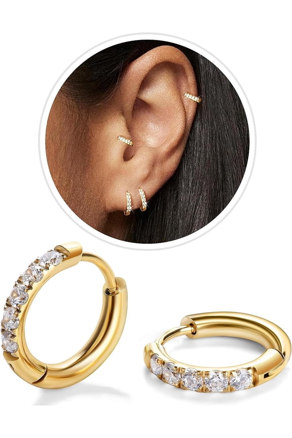 Small Hoop Earrings for Women Men,316L Surgical Steel Hinge Huggie Hoop Earrings Fit Cartilage Helix Tragus Sung Conch 1St Lobe Hole Earlobe Lightweight Hypoallergenic Earrings
