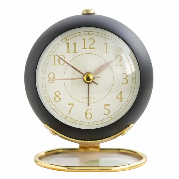 DESIGNICE Small Table Clocks,Classic Tabletop Kids Room Analog Alarm Clock Battery Operated Desk Clock for Bedroom Living Room Kitchen Indoor Decor,Black