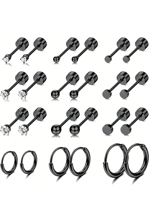 Small Tiny Stud Flat Back Earring Hypoallergenic Gold Studs Surgical Steel Earring Sets for Multiple Piercing Cartilage Hoop Earrings