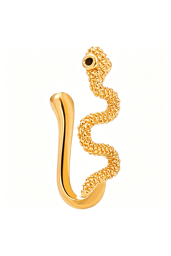 Snake Nose Ring Stud - Tiny Clip On Faux Septum African Nose Cuff - Non Pierced Body Jewelry for Women