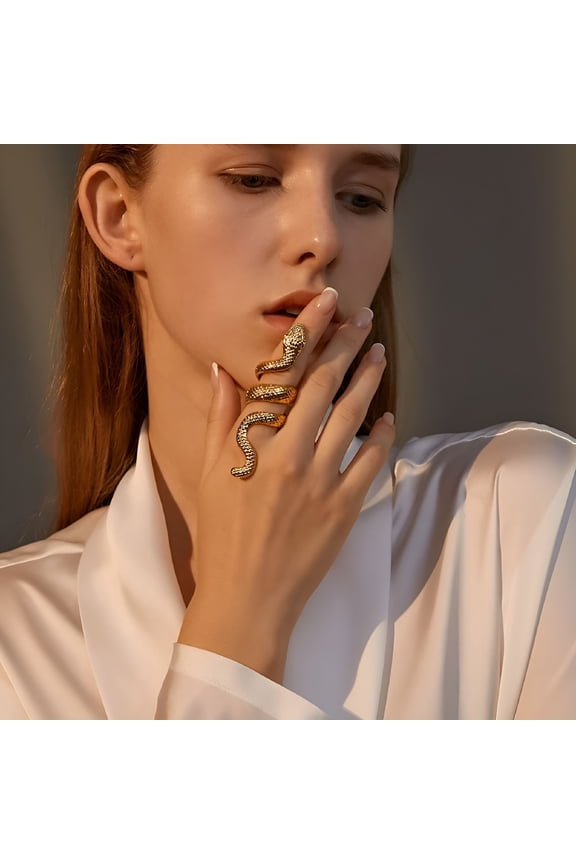 Snake Ring for Women Adjustable Snake Rings Set Black Gothic Rings Punk Vintage Ring Jewelry