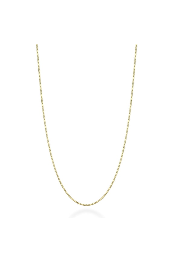 Solid 18K Gold over 925 Sterling Silver Italian 1Mm Box Chain Necklace for Women 18K Gold Necklace(Length 18 Inches(Small))