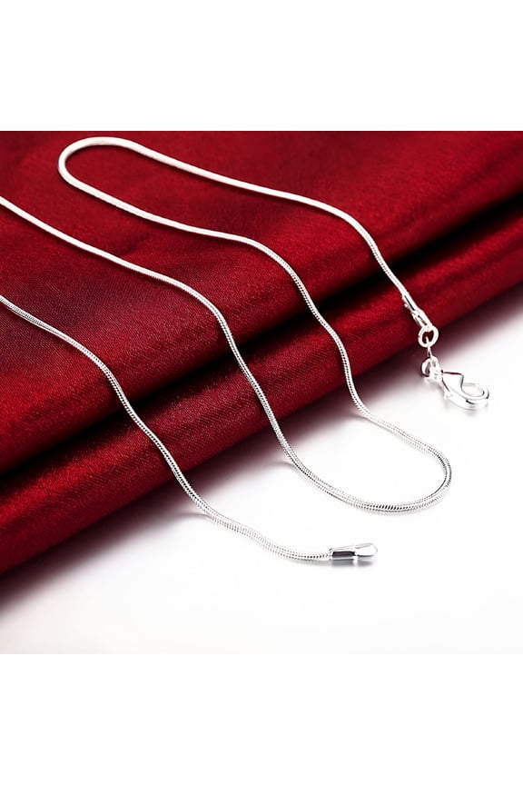 Solid 925 Sterling Silver Chain 1mm Necklace for Women Men, 16, 18, 20, 22, 24Inch