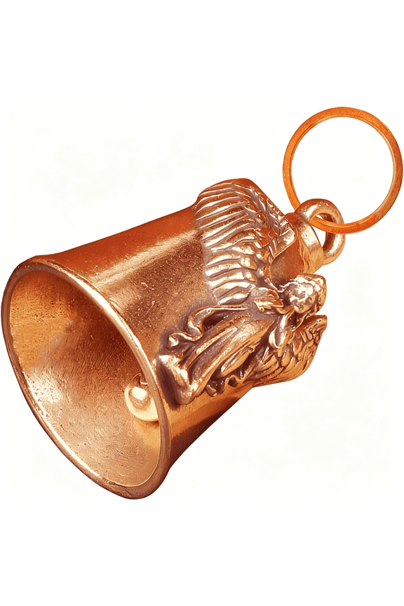 Solid Brass Guardian Angel Motorcycle Bell with Angel Praying Wings Design for Biker Ride Safe Good Luck & Protection  Bell Keychain Gift for Riders Men Women