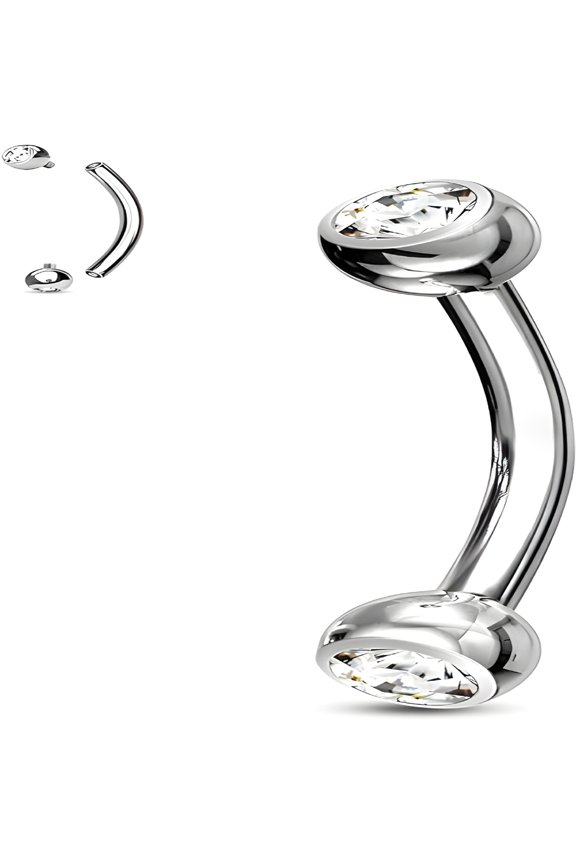 Solid Titanium Belly Button Rings 14G Cz Small Short Belly Rings Long Navel Rings 6Mm/8Mm/10Mm/12Mm/14Mm/16Mm Curved Barbell