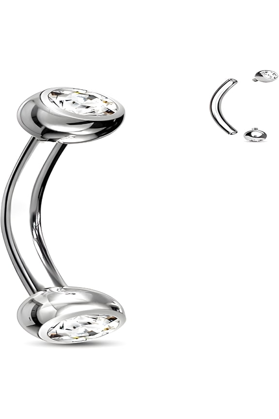 Solid Titanium Belly Button Rings 14G Cz Small Short Belly Rings Long Navel Rings 6Mm/8Mm/10Mm/12Mm/14Mm/16Mm Curved Barbell