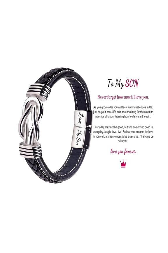 To My Son From Mom Bracelets Adjustable Stretch Braided Wristband Inspirational Love Bracelets, Meaningful Bracelet Graduation/Birthday Gifts