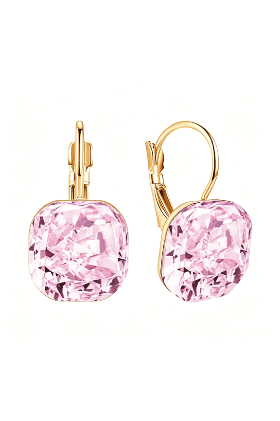 Sparkly Crystal Square Leverback Earrings Rhinestone Geometry Dangle Drop Earrings For Women Brides Bridesmaids Weddings