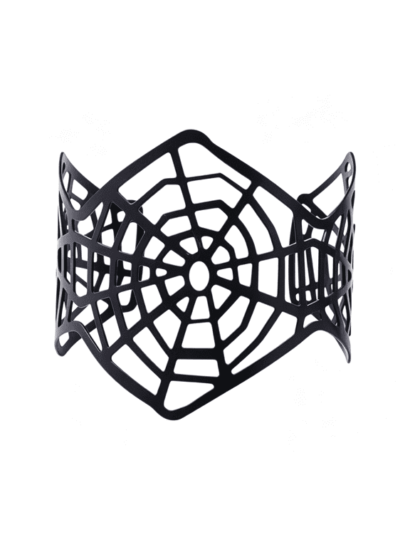 Spider Web Bangle Cuff Bracelet for Women Punk Halloween Costume Party Open Adjustable Wide Cuff Wrist Bracelets Fashion Exaggerated Hollow Out Jewelry Gifts