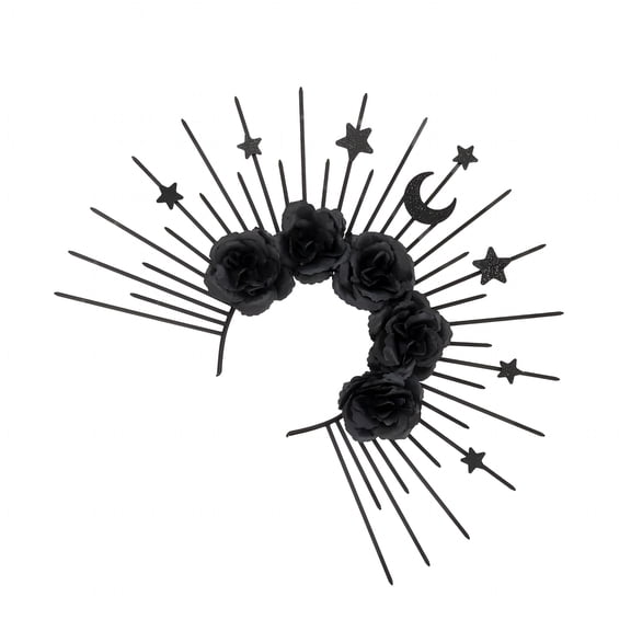 DESIGNICE Spiked Tiaras Crown Hairhoop Halloween Props Flower Hairband for Formal Party