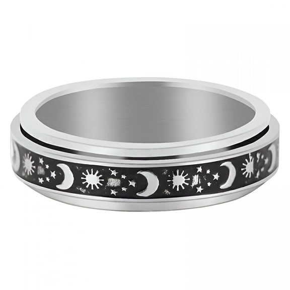 DESIGNICE Spinner Rings Long Lasting Unisex Anti-Rust Alloy Moon Star Fidget Ring Stress Relieving Anxiety Ring for Party
