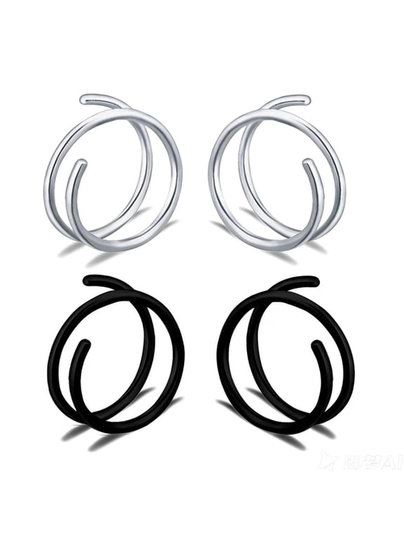 Spiral Nose Ring,18G Double Hoop Nose Ring for Single Piercing,Right and Left Side,Surgical Steel Nose Piercing Jewelry for Women and Men,Daily Wear and Special Occasions