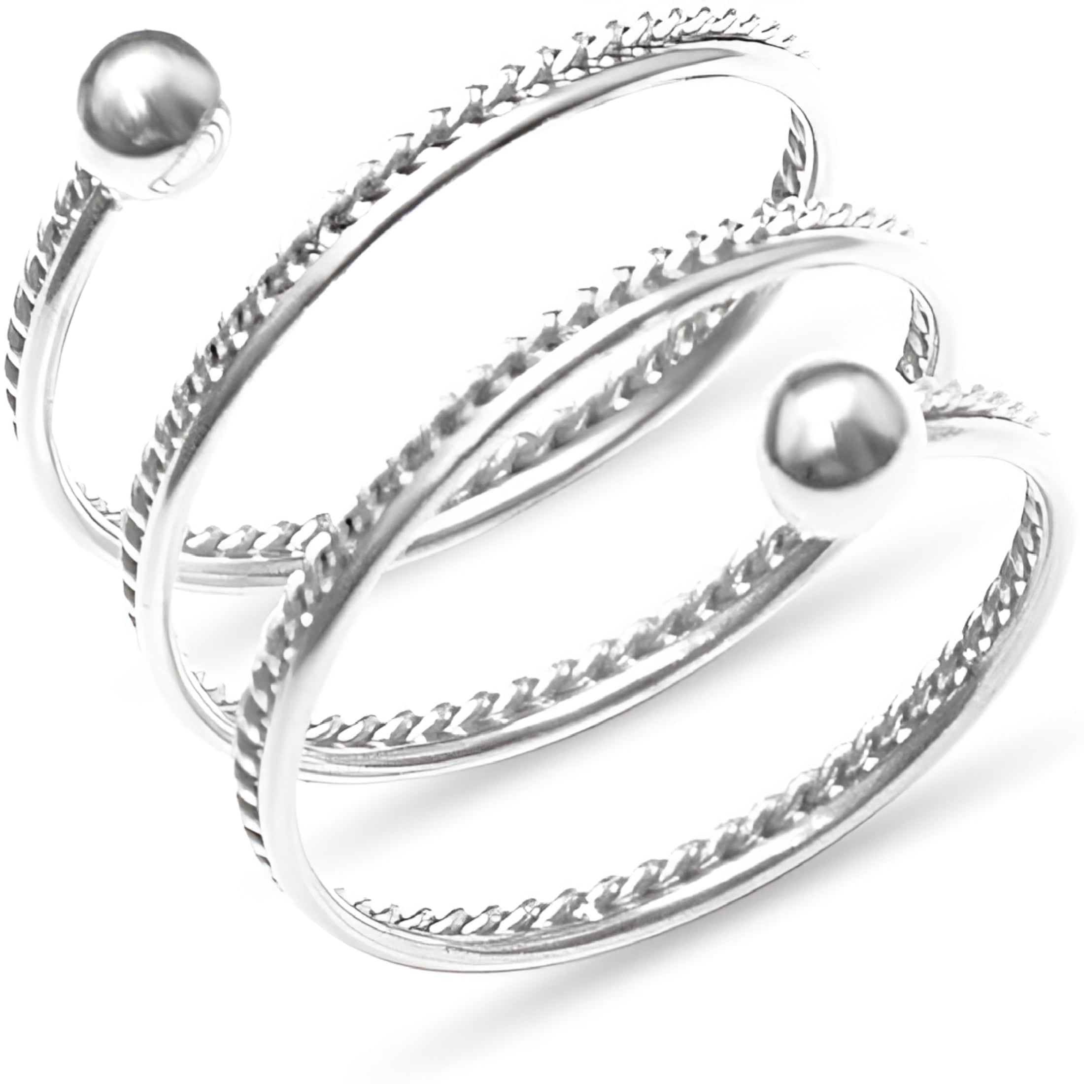 DESIGNICE Spring Swirl Spiral Flexible Ring Stainless Steel Beaded Ball ...