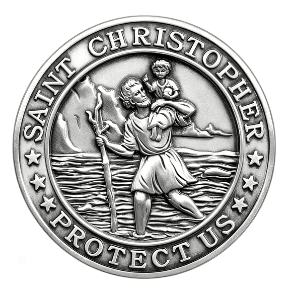 DESIGNICE St Christopher Medal for Car,St Christopher Visor Clip,Gifts for Catholic Men,Talisman for Safety,Automotive Visor Accessories,Catholic Gifts,Gift for Drivers,Families,Friends