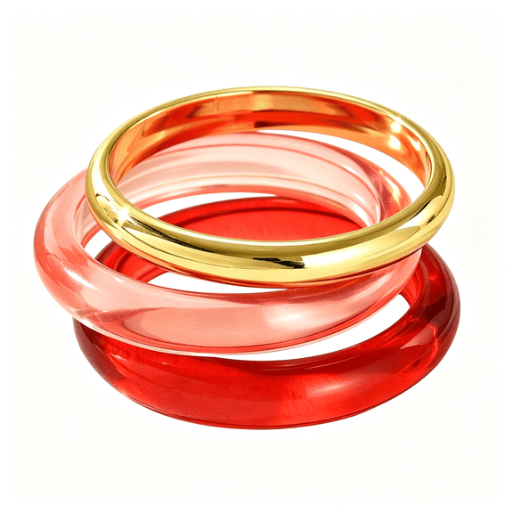 DESIGNICE Stackable Bangle Set for Women - 3 Pcs Resin & Gold Plated Metal Chunky Bracelets, Boho Statement Fashion Jewelry, Multiple Color Options for Daily Wear, Party & Gift