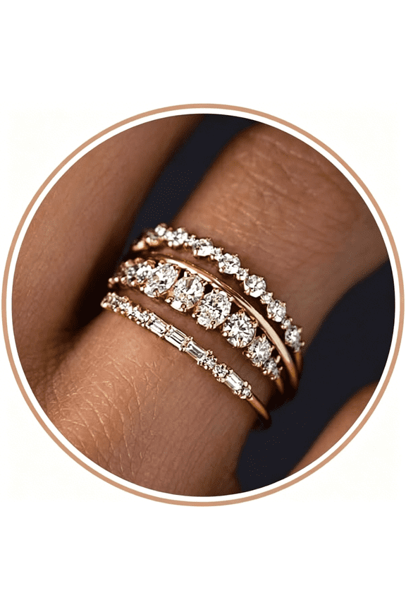 Stackable Gold Rings for Women Non Tarnish Dainty 14K Gold Plated Stacking Cubic Zirconia Thumb Ring Set Trendy Statement Promise Wedding Bands Engagement Rings for Women Size 6 7 8 9 10