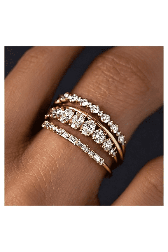 Stackable Gold Rings for Women Non Tarnish Dainty 14K Gold Plated Stacking Cubic Zirconia Thumb Ring Set Trendy Statement Promise Wedding Bands Engagement Rings for Women Size 6 7 8 9 10