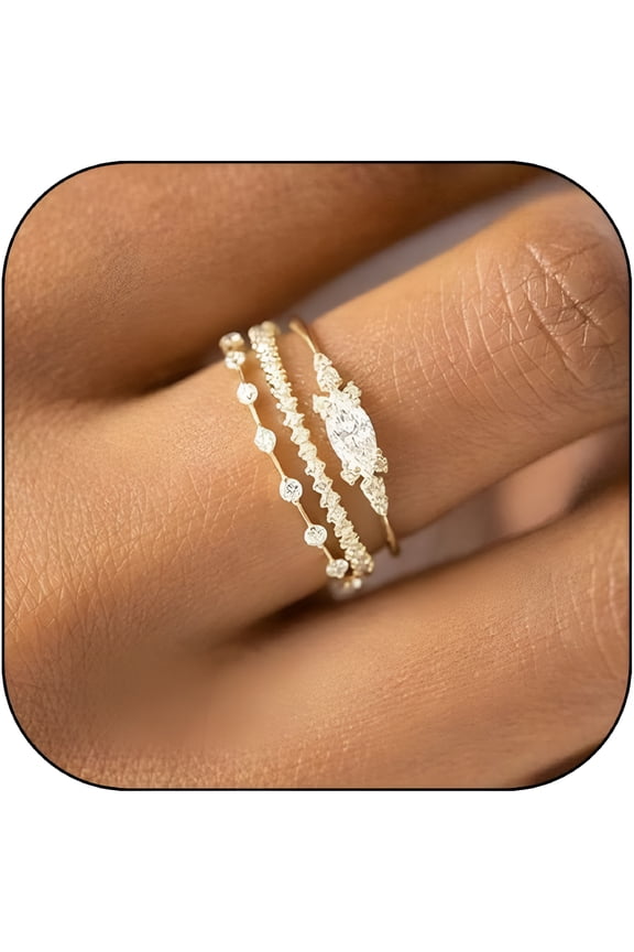 Stackable Gold Rings for Women Set Dainty 14K Trendy Gold Plated Non Tarnish Stacking Cubic Zirconia Fashion Ring Jewelry Size 6 7 8 9 10