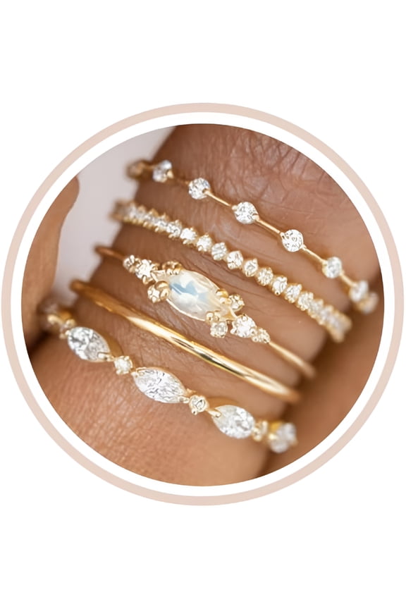 Stackable Gold Rings for Women Set Dainty Gold Plated Cubic Zirconia Thumb Rings Thin Eternity Engagement Rings