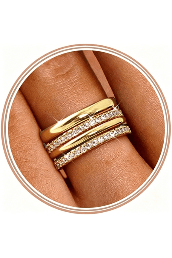 Stackable Rings for Women Non Tarnish 14K Gold Plated Dainty Cubic Zirconia Rings Minimalist Stacking Thumb Ring Set Thin Statement Promise Wedding Bands Engagement Ring Stack Size 5-10