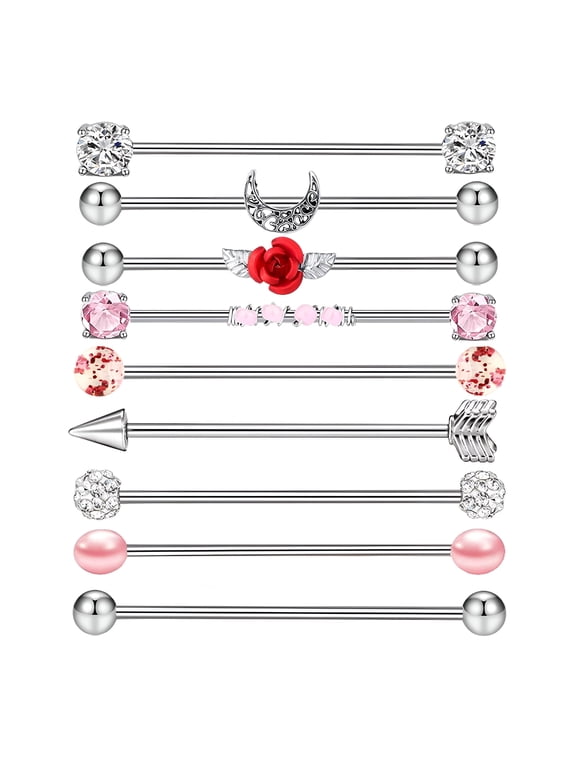 2026 New Stainless Barbell Industrial Ears Industrial Body Lip Ear Jewelry Scaffold Bar for Women Men for Piercing,Fashion,Party,Casual,Gift
