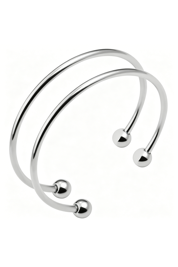 Stainless Steel Adjustable Bangle Bracelets for Women Gold/Silver/Rhodium Plated Simple Bangles Bracelets 3Mm Stacking Open Cuff Bangles Set 2 Pcs/Lot Gifts Jewelry