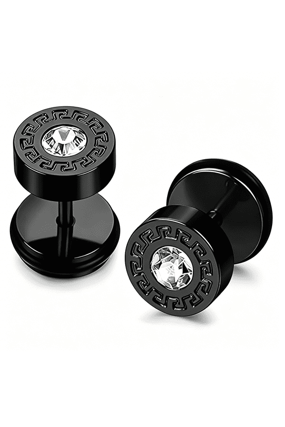 Stainless Steel Cubic Zirconia Stud Earrings for Man Punk Jewelry
