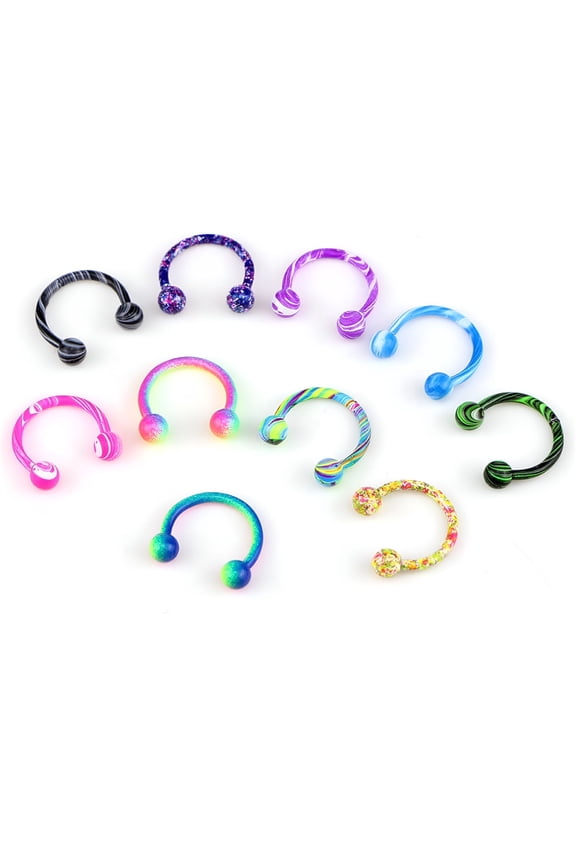 Stainless Steel Horseshoe Bar Lip Nose Septum Ear Ring Stud Piercing Ball