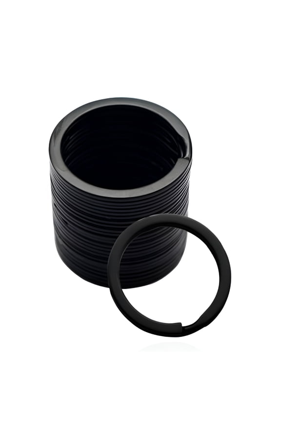 Stainless Steel Key Rings - 20 Pcs Round Split Key Rings for Keychains - Metal Keychain Rings - Black