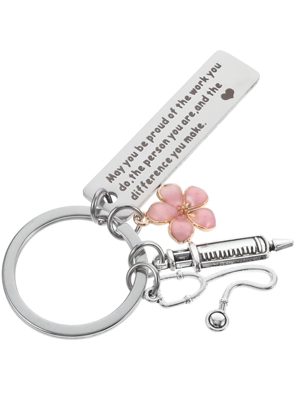 Stainless Steel Keychain Pendant for Decor Multi Color Nurse Gifts and Favors 1.5 Inches,Gifts for Nurses