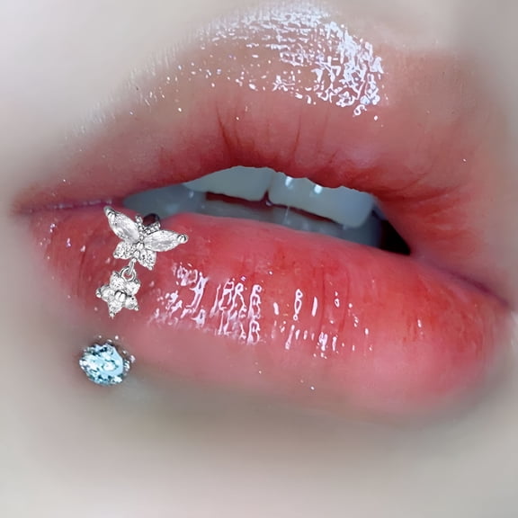 DESIGNICE Stainless Steel Lip Ring Nose Jewelry Butterfly Star Bat Piercings Nose Rings Earrings Heart Vertical Labret Piercing Body Jewelry