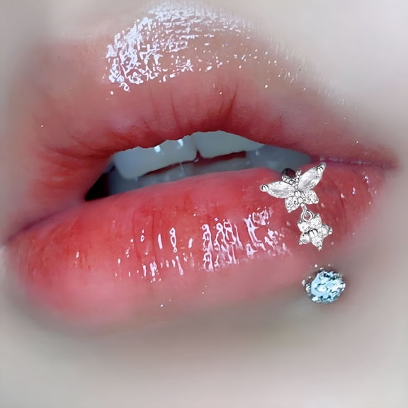 DESIGNICE Stainless Steel Lip Ring Nose Jewelry, Butterfly Star Bat Piercing, Vertical Labret Body Jewelry