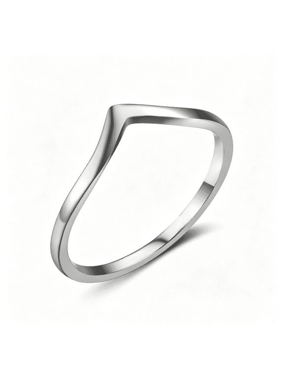 Stainless Steel Pointed Classical Simple Plain Statement Promise Ring