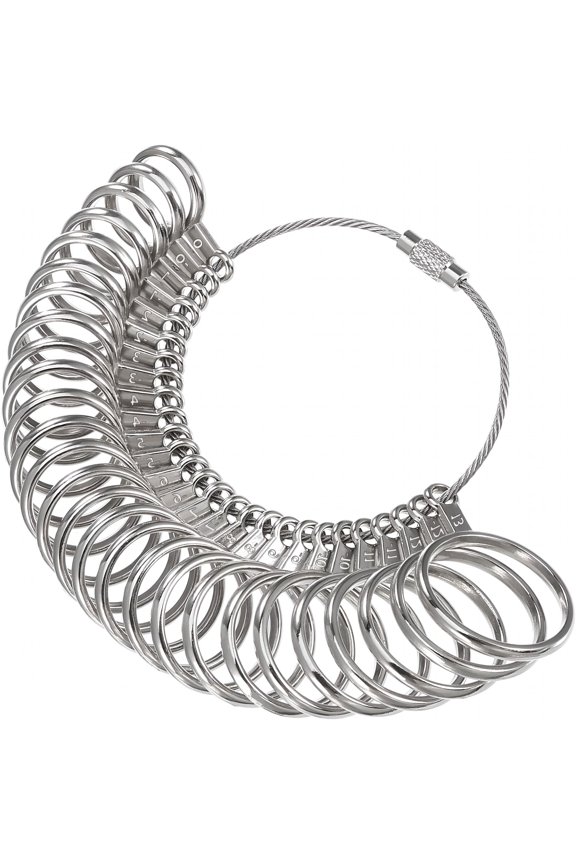 Stainless Steel Ring Gauges Finger Sizer Measuring Ring Tool, Ring Sizer Measuring Tool, Size 1-13 with Half Size, 27 Pcs