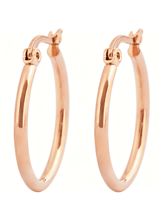Stainless Steel Rounded Hoops Earrings Rose Gold Hoop Earrings for Women Loop Earrings for Women Trendy(20Mm-60Mm Diameter)