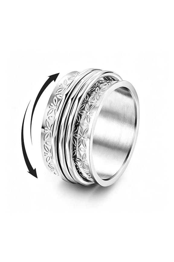 Stainless Steel Spinner Rings Fidget Band Rings Moon Star Flower Butterfly Anxiety Rings for Women Men Anxiety Fidget Ring Women
