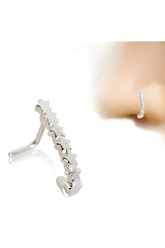 Stainless Steel Star L Bend Half Nose Hoop