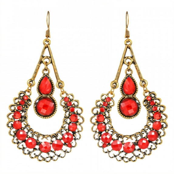 DESIGNICE Statement Earrings for Women,Metal Plated Hollowed-Out Ethnic Style Boho Earrings for Women,Drop Earrings Wife Girlfriend Party Birthday Jewelry Gift,Style4