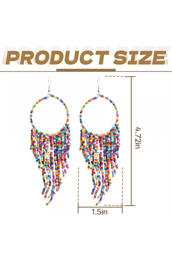 Statement Earrings for Women,Alloy Seed Bead Tassels Beaded Earrings,Dangle Earrings for Women for Women Fashion Jewelry Gift,Style1