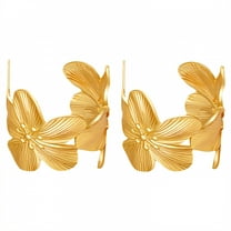 DESIGNICE Statement Earrings for Women,Bold Floral Look Womens Earrings,Cool Metal Tone Gold Earrings,Style1