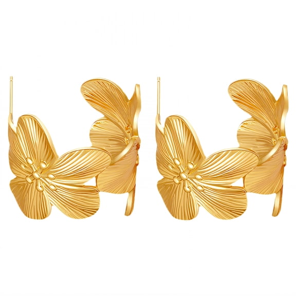 DESIGNICE Statement Earrings for Women,Bold Floral Look Womens Earrings,Cool Metal Tone Gold Earrings,Style1