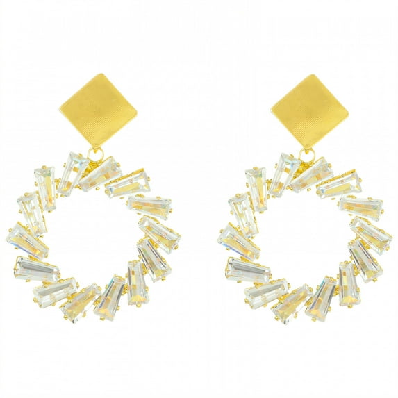 DESIGNICE Statement Earrings for Women,Dense Rhinestone Layout Gold Earrings,Sculpted Look Gold Hoop Earrings,Style4