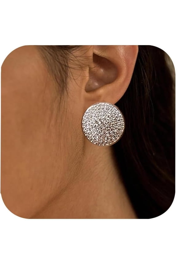 Statement Hypoallergenic Stud Earrings for Women Luxury Prom Jewelry Rhinestone Earrings for Women Sparkly Aretes Plateados Elegantes Bling Trendy Jewelry