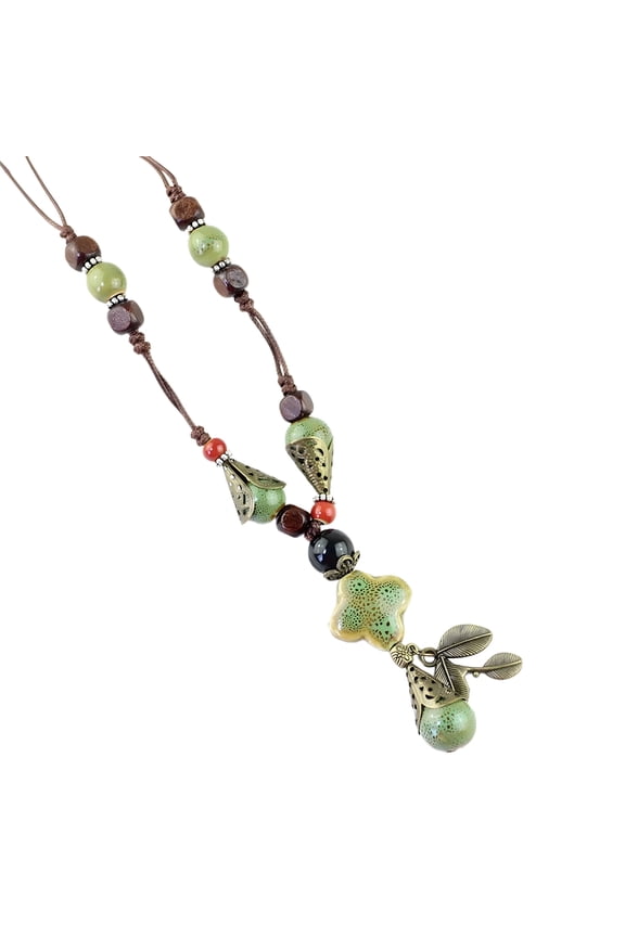 Statement Necklace for Women,Artistic Boho Necklaces for Women,Classic Long Necklace,Customizable Long Necklaces for Women with Ceramic Pendant