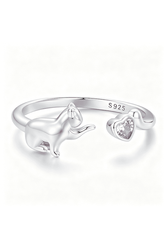 Sterling Silver Adjustable Open Ring Trendy Elegant Unique Open Ring Cat Paw Print Sunflower Koi Fish Ring for Women Jewelry Gift